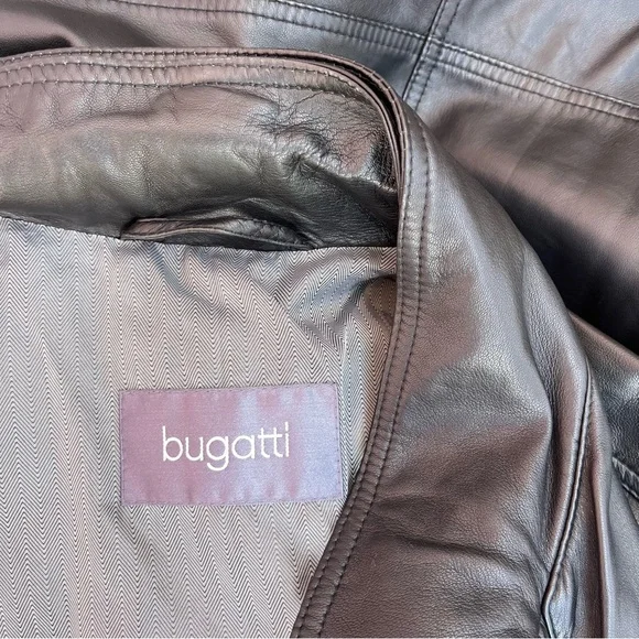 Vintage Bugatti Nappa Leather Jacket Coat Black 90s Mens Size 52